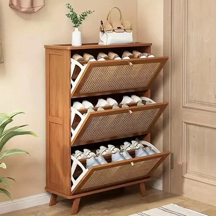 Bamboo 3-Door Shoe Cabinet