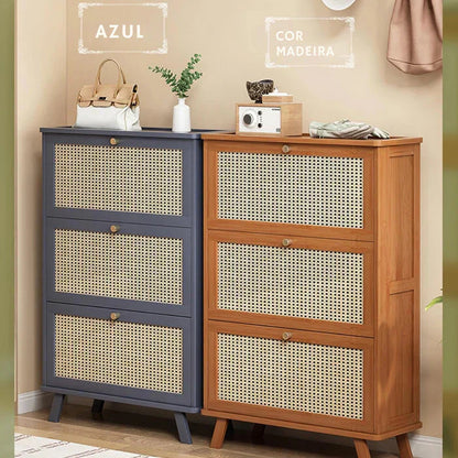 Bamboo 3-Door Shoe Cabinet