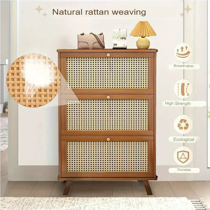 Bamboo 3-Door Shoe Cabinet